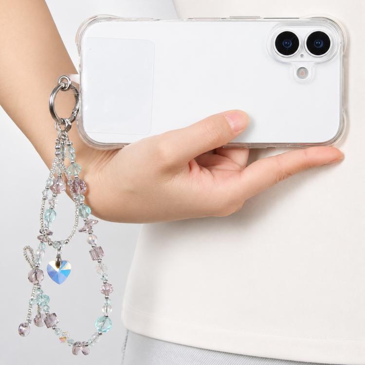 Ciondolo da polso per cellulare con disco piatto e perline, con cuscinetto di sicurezza, per donne e ragazze.