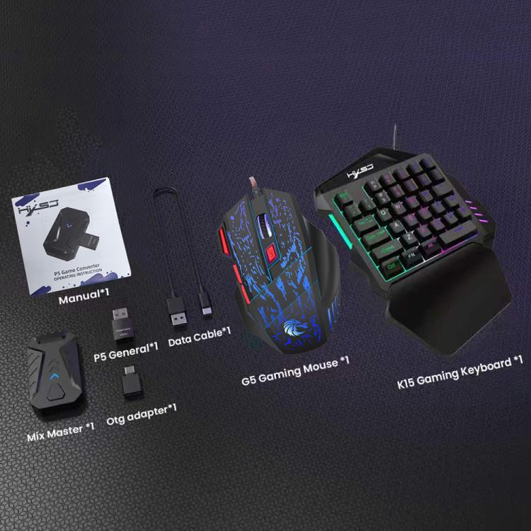 HXSJ Master-P5+V100+H300 Gaming Keyboard and Mouse Adapter Set for PS5, Master-P5+V100+H300