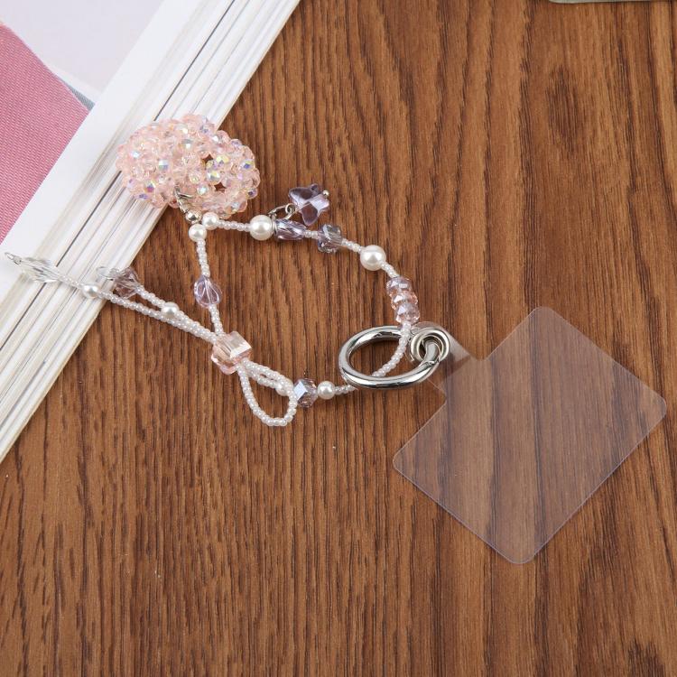 Cinturino da polso per cellulare con ciondolo a forma di cuore intrecciato e perline, con cuscinetto di sicurezza, per donne e ragazze.