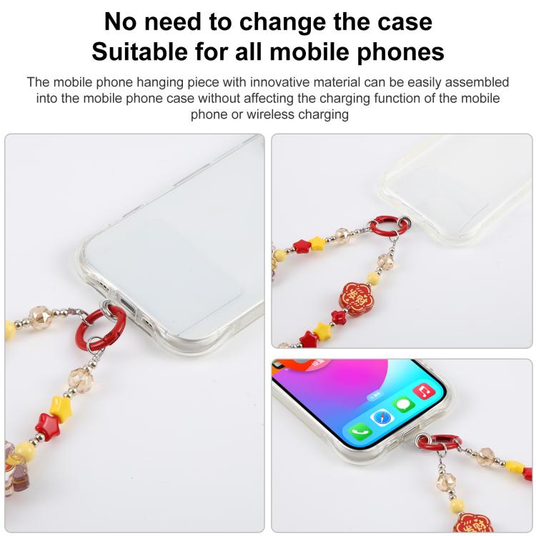 Ciondolo per cellulare con stelle e cavalli, con perline e laccetto di sicurezza, per donne e ragazze.