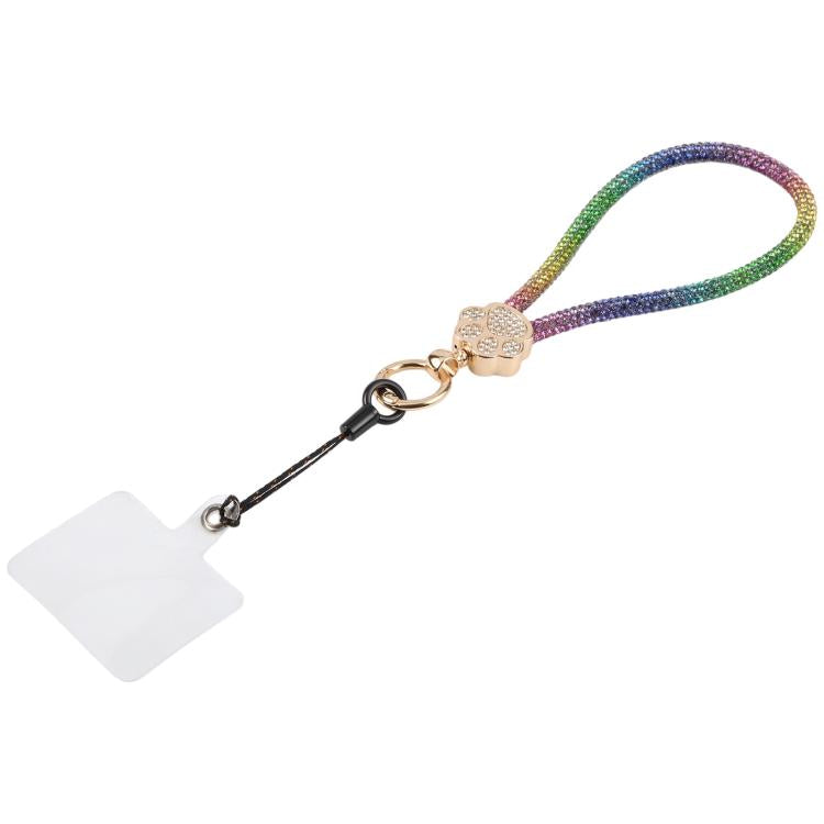 Ciondolo per cellulare a forma di zampa di gatto con strass e cinturino da polso con laccetto per donne e ragazze
