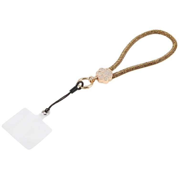 Ciondolo per cellulare a forma di zampa di gatto con strass e cinturino da polso con laccetto per donne e ragazze
