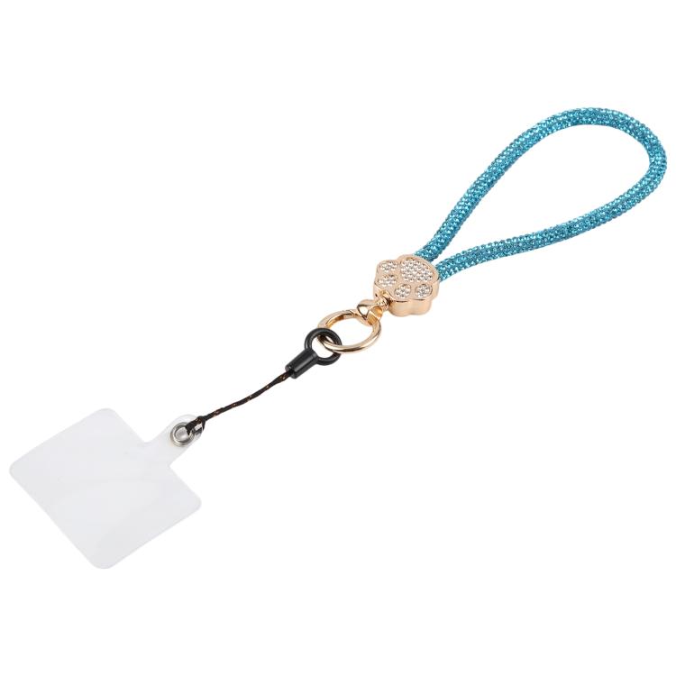 Ciondolo per cellulare a forma di zampa di gatto con strass e cinturino da polso con laccetto per donne e ragazze