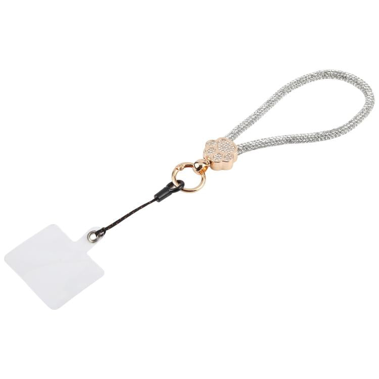 Ciondolo per cellulare a forma di zampa di gatto con strass e cinturino da polso con laccetto per donne e ragazze