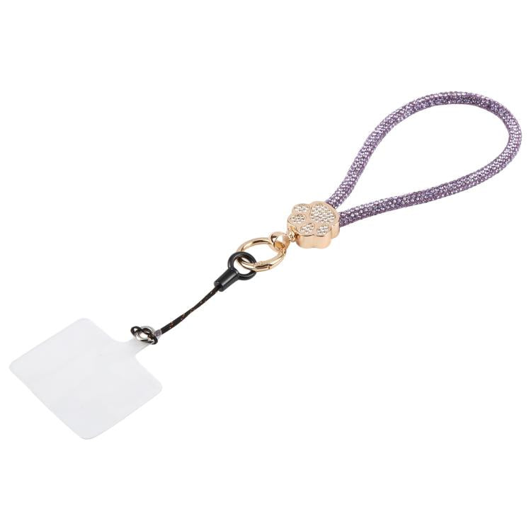 Ciondolo per cellulare a forma di zampa di gatto con strass e cinturino da polso con laccetto per donne e ragazze
