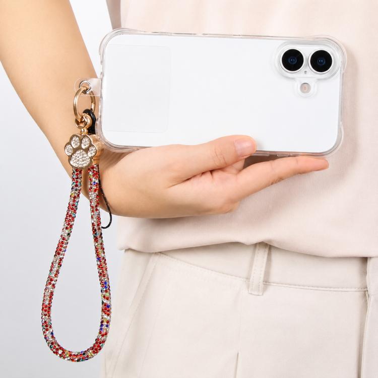 Ciondolo per cellulare a forma di zampa di gatto con strass e cinturino da polso con laccetto per donne e ragazze