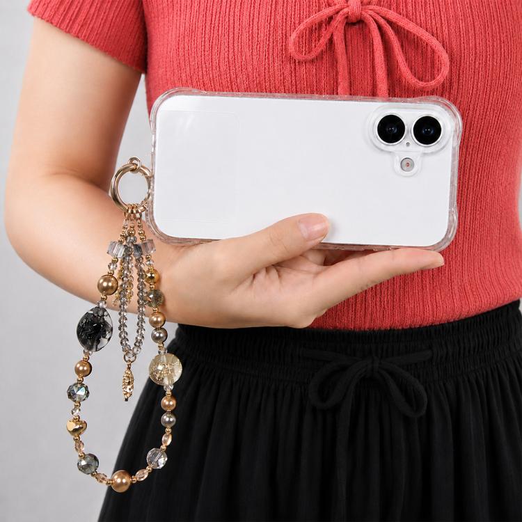 Ciondolo da polso per cellulare con perline a forma di stella e fiocco di neve, con laccetto di sicurezza, per donne e ragazze.