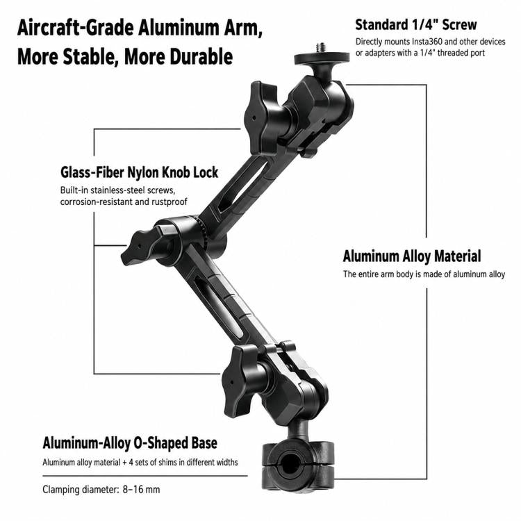 Supporto a braccio magico tipo O con testa a sfera da 1/4 di pollice, Magic Arm, Magic Arm with Adapter