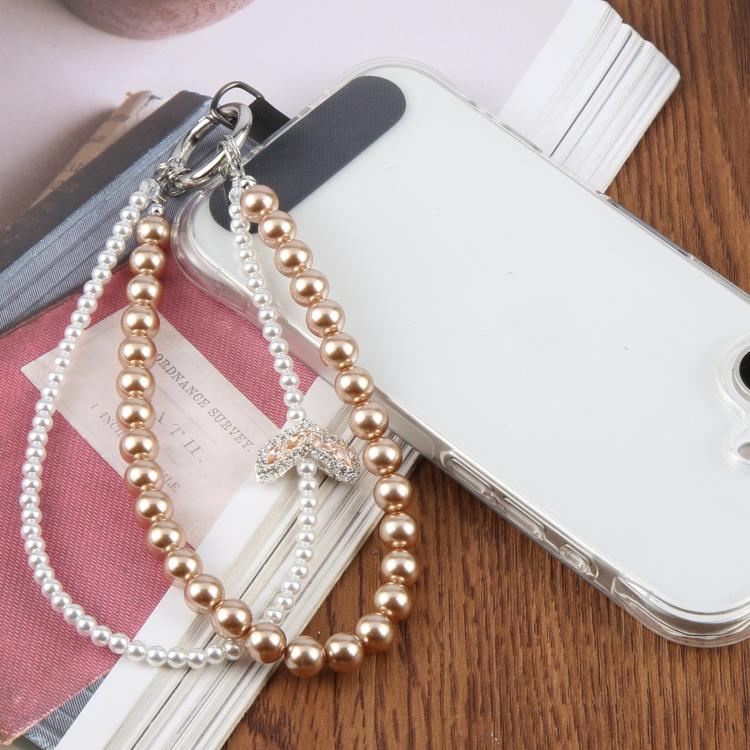 Ciondolo da polso per cellulare a doppio strato con perline a coda di pesce e cuscinetto di sicurezza per donne e ragazze