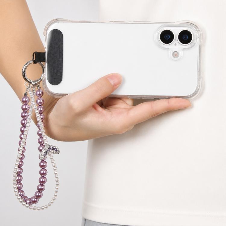Ciondolo da polso per cellulare a doppio strato con perline a coda di pesce e cuscinetto di sicurezza per donne e ragazze