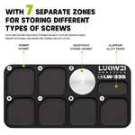 LUOWEI LW-335 Pannello magnetico a vite in lega di alluminio con 7 zone separate, LW-335