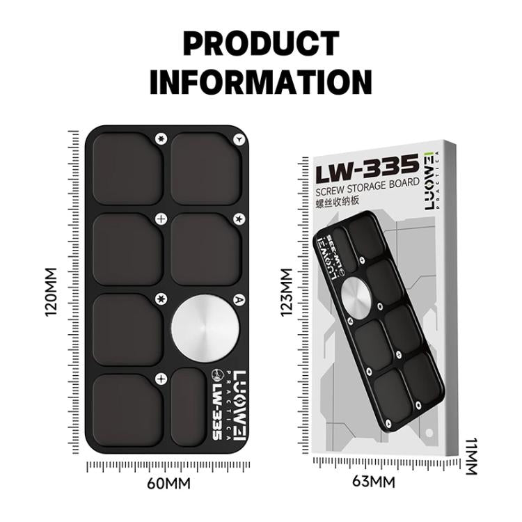 LUOWEI LW-335 Pannello magnetico a vite in lega di alluminio con 7 zone separate, LW-335