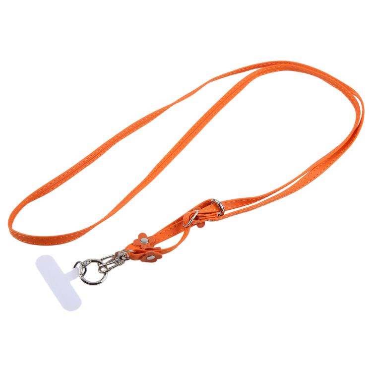 Cordino per cellulare unisex con cinturino regolabile in pelle e decorazione floreale, dotato di laccetto di sicurezza.