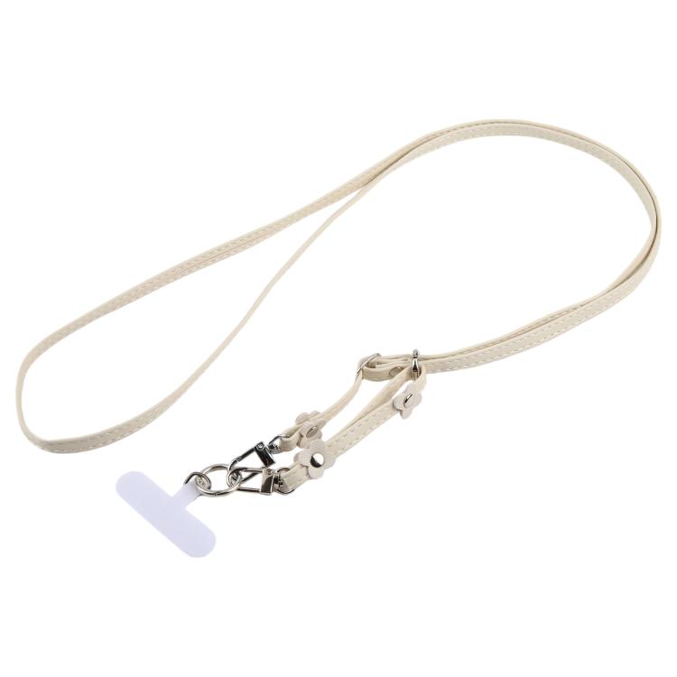 Cordino per cellulare unisex con cinturino regolabile in pelle e decorazione floreale, dotato di laccetto di sicurezza.