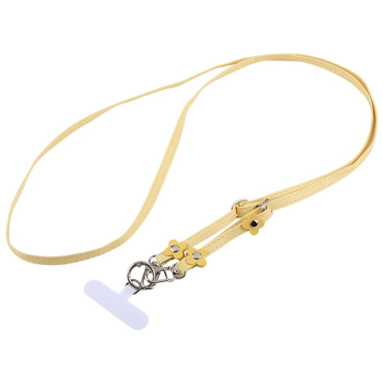 Cordino per cellulare unisex con cinturino regolabile in pelle e decorazione floreale, dotato di laccetto di sicurezza.