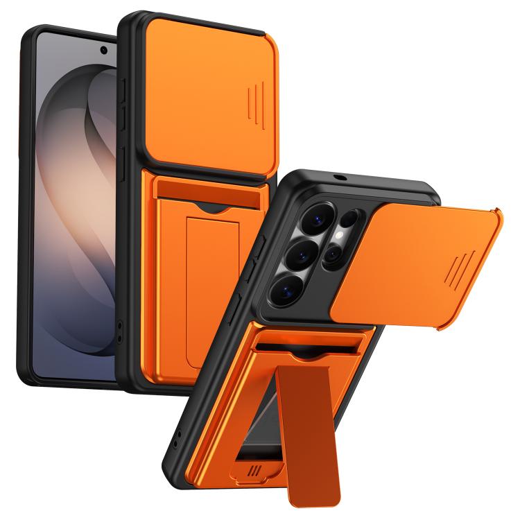Serie porta carte, copertura scorrevole per obiettivo, custodia ibrida in PC e TPU per telefono, For Galaxy S26+ 5G, For Galaxy S26 Ultra 5G, For Galaxy S26 5G