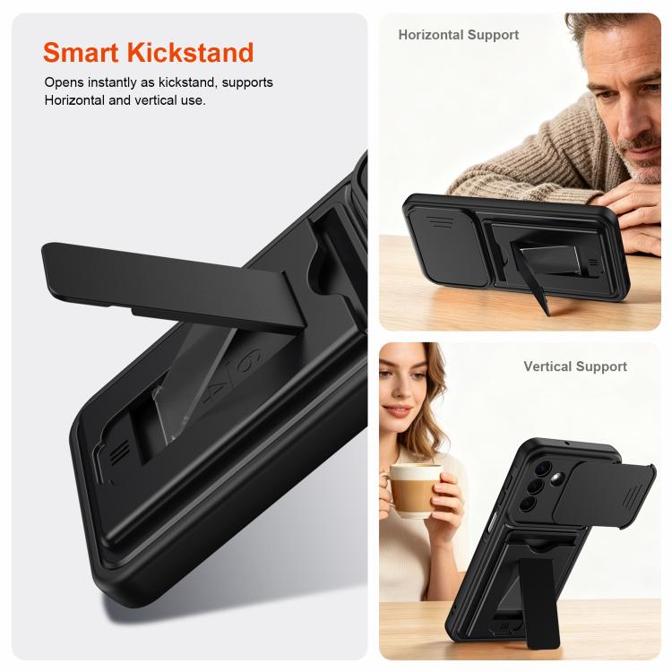 Serie porta carte, copertura scorrevole per obiettivo, custodia ibrida in PC e TPU per telefono, For Galaxy S26+ 5G, For Galaxy S26 Ultra 5G, For Galaxy S26 5G
