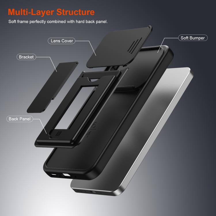 Serie porta carte, copertura scorrevole per obiettivo, custodia ibrida in PC e TPU per telefono, For Galaxy S26+ 5G, For Galaxy S26 Ultra 5G, For Galaxy S26 5G