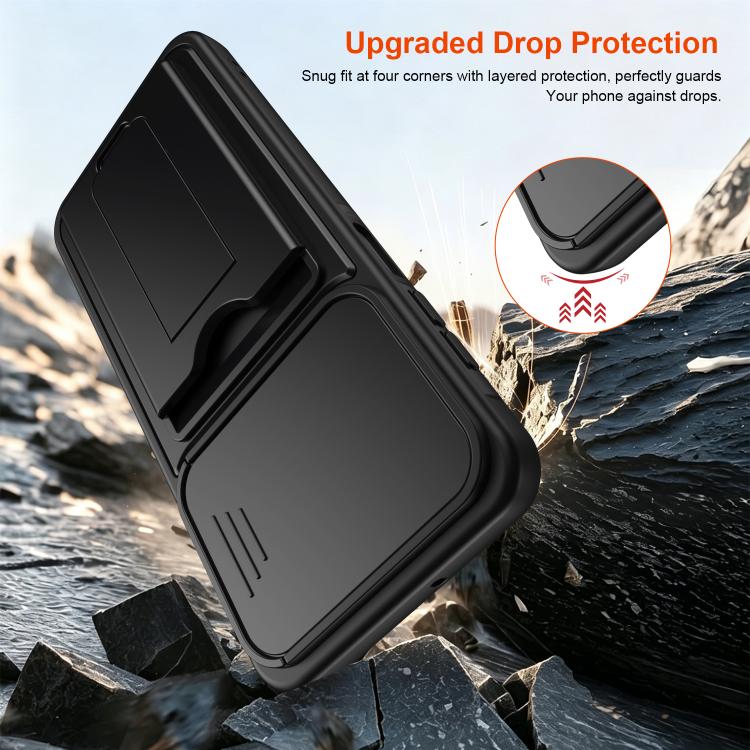 Serie porta carte, copertura scorrevole per obiettivo, custodia ibrida in PC e TPU per telefono, For Galaxy S26+ 5G, For Galaxy S26 Ultra 5G, For Galaxy S26 5G