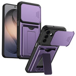 Serie porta carte, copertura scorrevole per obiettivo, custodia ibrida in PC e TPU per telefono, For Galaxy S26+ 5G, For Galaxy S26 Ultra 5G, For Galaxy S26 5G