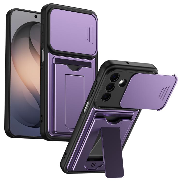Serie porta carte, copertura scorrevole per obiettivo, custodia ibrida in PC e TPU per telefono, For Galaxy S26+ 5G, For Galaxy S26 Ultra 5G, For Galaxy S26 5G