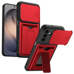 Serie porta carte, copertura scorrevole per obiettivo, custodia ibrida in PC e TPU per telefono, For Galaxy S26+ 5G, For Galaxy S26 Ultra 5G, For Galaxy S26 5G