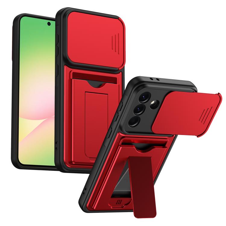 Serie porta carte, copertura scorrevole per obiettivo, custodia ibrida in PC e TPU per telefono, For Galaxy A57 5G, For Galaxy A37 5G, For Galaxy A27 5G, For Galaxy A26 5G / A17