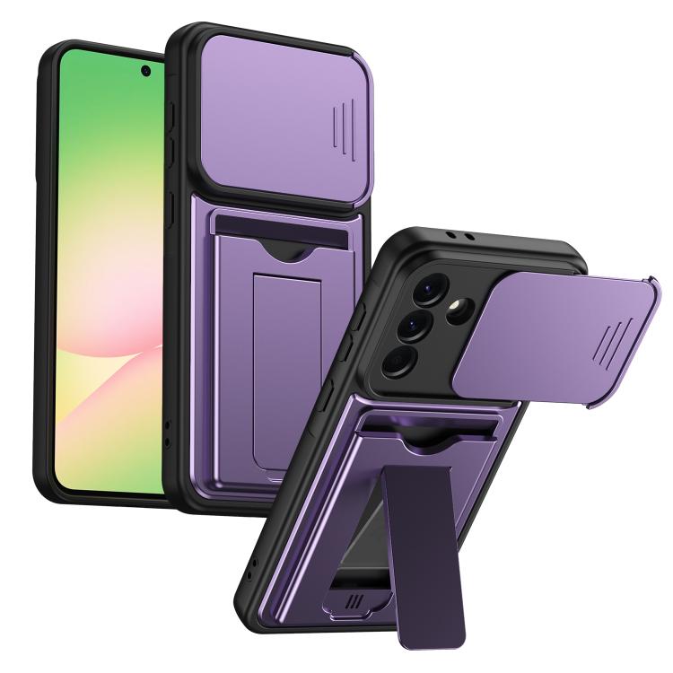 Serie porta carte, copertura scorrevole per obiettivo, custodia ibrida in PC e TPU per telefono, For Galaxy A56 5G, For Galaxy A36 5G