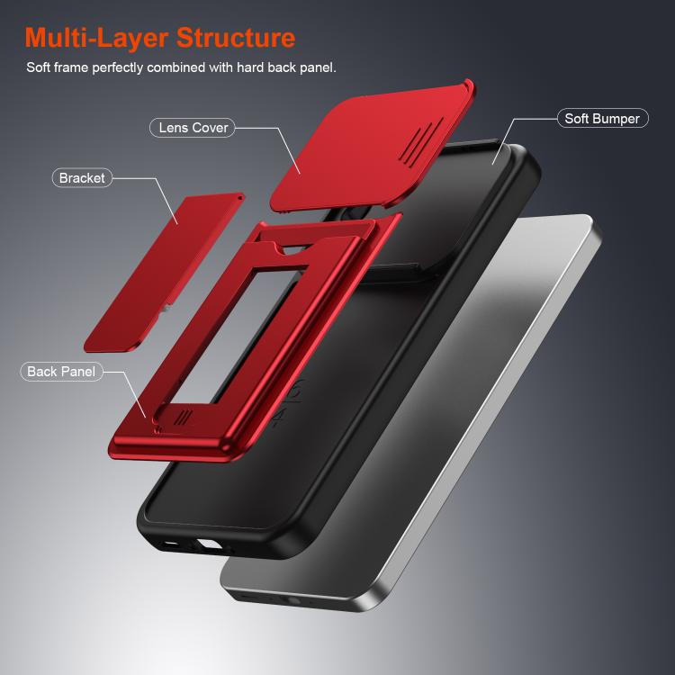 Serie porta carte, copertura scorrevole per obiettivo, custodia ibrida in PC e TPU per telefono, For Galaxy A56 5G, For Galaxy A36 5G