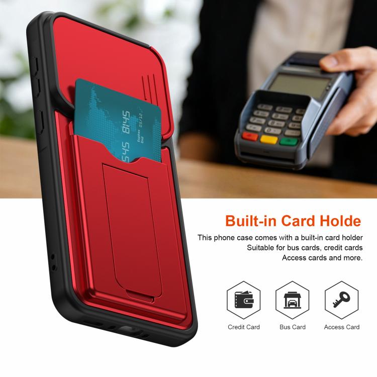 Serie porta carte, copertura scorrevole per obiettivo, custodia ibrida in PC e TPU per telefono, For Galaxy A57 5G, For Galaxy A37 5G, For Galaxy A27 5G, For Galaxy A26 5G / A17