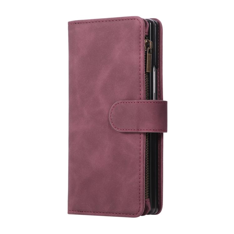 Portafoglio multifunzionale in pelle satinata con cerniera per telefono, For Galaxy Z Fold8 Ultra 5G
