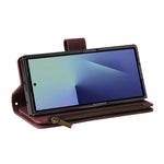 Portafoglio multifunzionale in pelle satinata con cerniera per telefono, For Galaxy Z Fold8 Ultra 5G