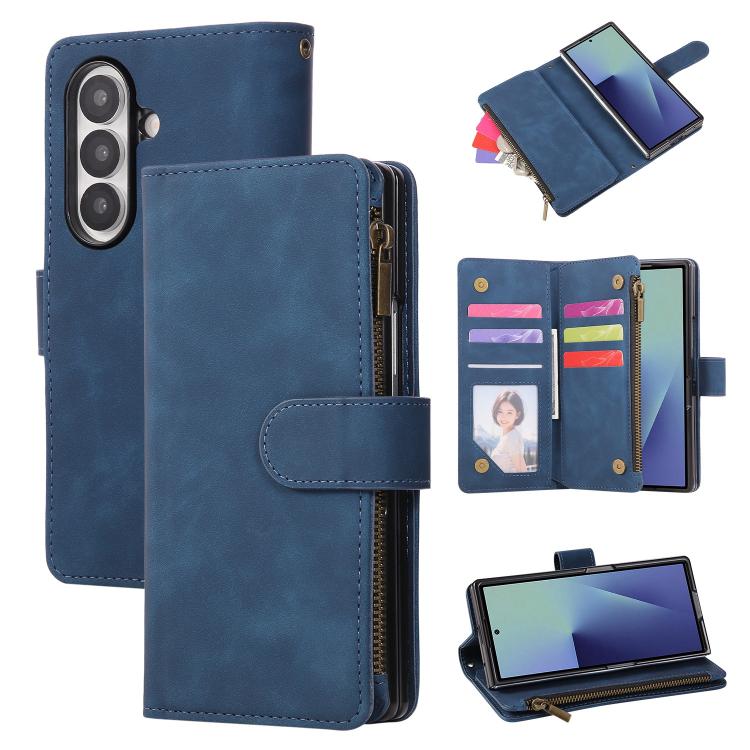 Portafoglio multifunzionale in pelle satinata con cerniera per telefono, For Galaxy Z Fold8 Ultra 5G