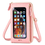 Borsa a tracolla multifunzionale con cerniera per telefono touchscreen da donna.