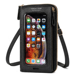 Borsa a tracolla multifunzionale con cerniera per telefono touchscreen da donna.