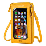 Borsa a tracolla multifunzionale con cerniera per telefono touchscreen da donna.