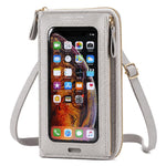 Borsa a tracolla multifunzionale con cerniera per telefono touchscreen da donna.