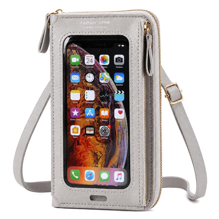 Borsa a tracolla multifunzionale con cerniera per telefono touchscreen da donna.
