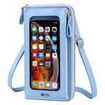 Borsa a tracolla multifunzionale con cerniera per telefono touchscreen da donna.