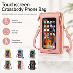 Borsa a tracolla multifunzionale con cerniera per telefono touchscreen da donna.