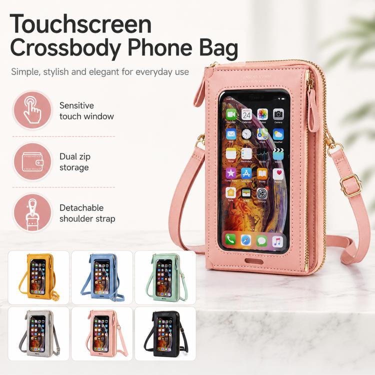Borsa a tracolla multifunzionale con cerniera per telefono touchscreen da donna.