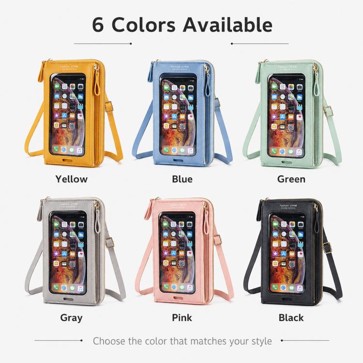 Borsa a tracolla multifunzionale con cerniera per telefono touchscreen da donna.
