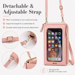 Borsa a tracolla multifunzionale con cerniera per telefono touchscreen da donna.