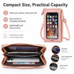Borsa a tracolla multifunzionale con cerniera per telefono touchscreen da donna.
