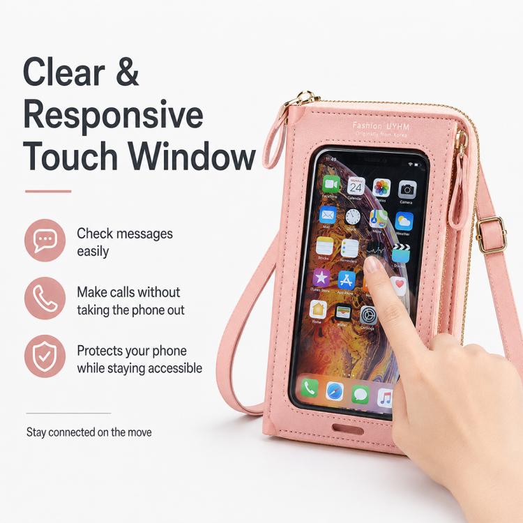 Borsa a tracolla multifunzionale con cerniera per telefono touchscreen da donna.