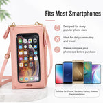 Borsa a tracolla multifunzionale con cerniera per telefono touchscreen da donna.