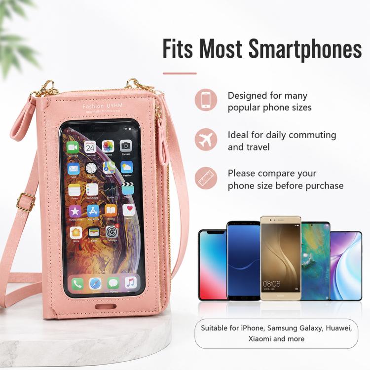 Borsa a tracolla multifunzionale con cerniera per telefono touchscreen da donna.