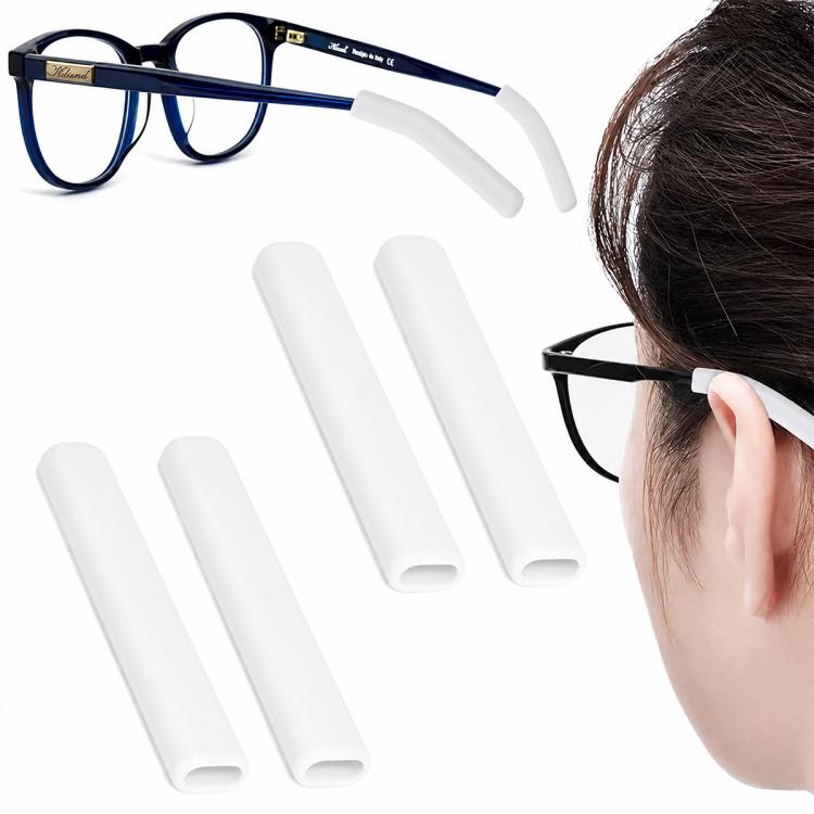 Coppia di cuscinetti auricolari antiscivolo in morbido silicone per occhiali.