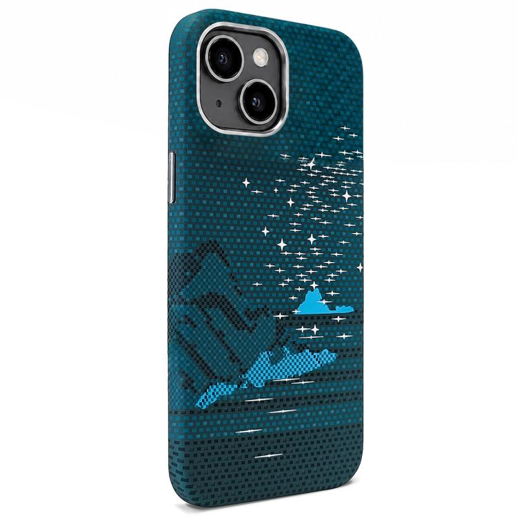 Adesivo per telefono magnetico con texture in Kevlar e effetto acqua, For iPhone 15 Pro, For iPhone 15, For iPhone 14, For iPhone 14 Pro, For iPhone 14 Pro Max