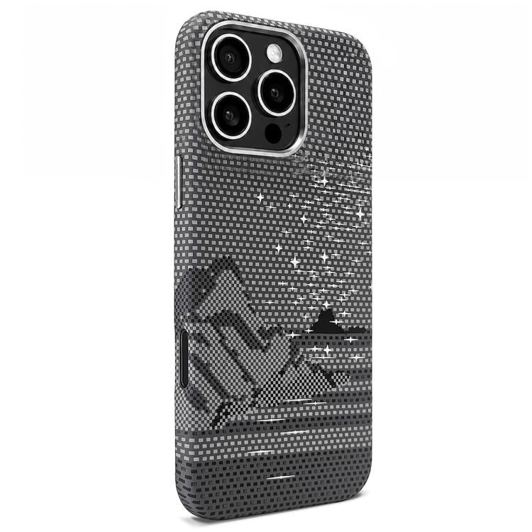 Adesivo per telefono magnetico con texture in Kevlar e effetto acqua, For iPhone 17 Pro Max, For iPhone 17 Pro, For iPhone 17, For iPhone Air, For iPhone 16 Pro Max, For iPhone 16 Pro, For iPhone 16, For iPhone 15 Pro Max